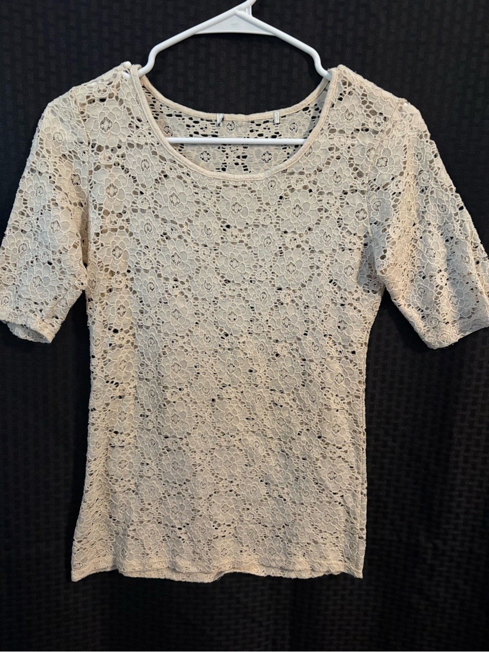Lace Short-Sleeve Blouse in Cream